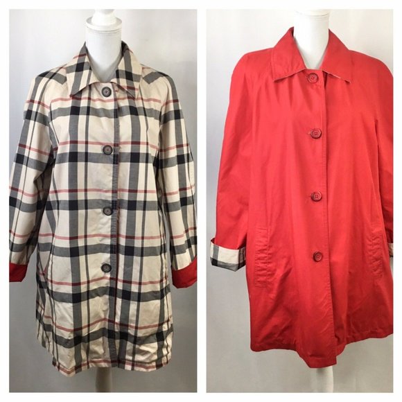 Pendleton Jackets & Blazers - Pendleton Reversible Trench Rain Coat Novacheck Plaid/Red Swing Button Pockets